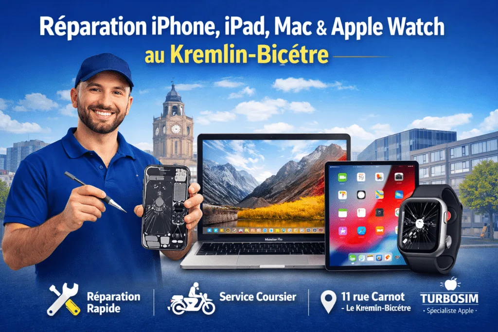 Réparation iPhone iPad Mac TurbosiM